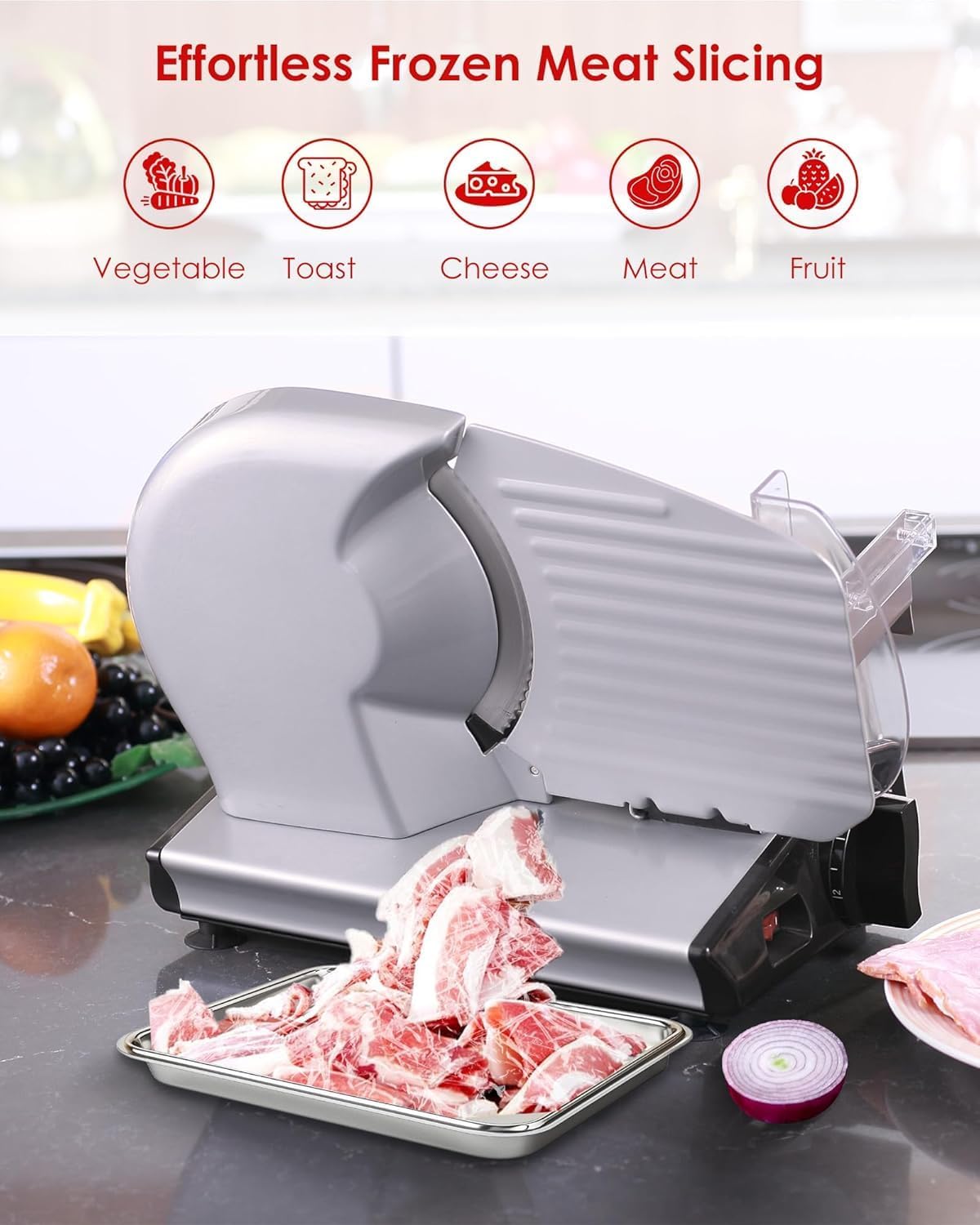 Electric Meat Slicer Machine for Home, 8.7" Deli Food Slicer