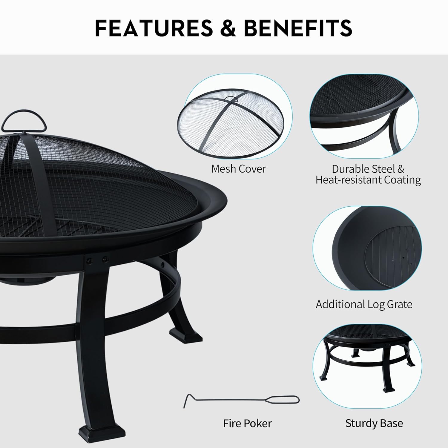 30In Outdoor Wood Burning Fire Pit