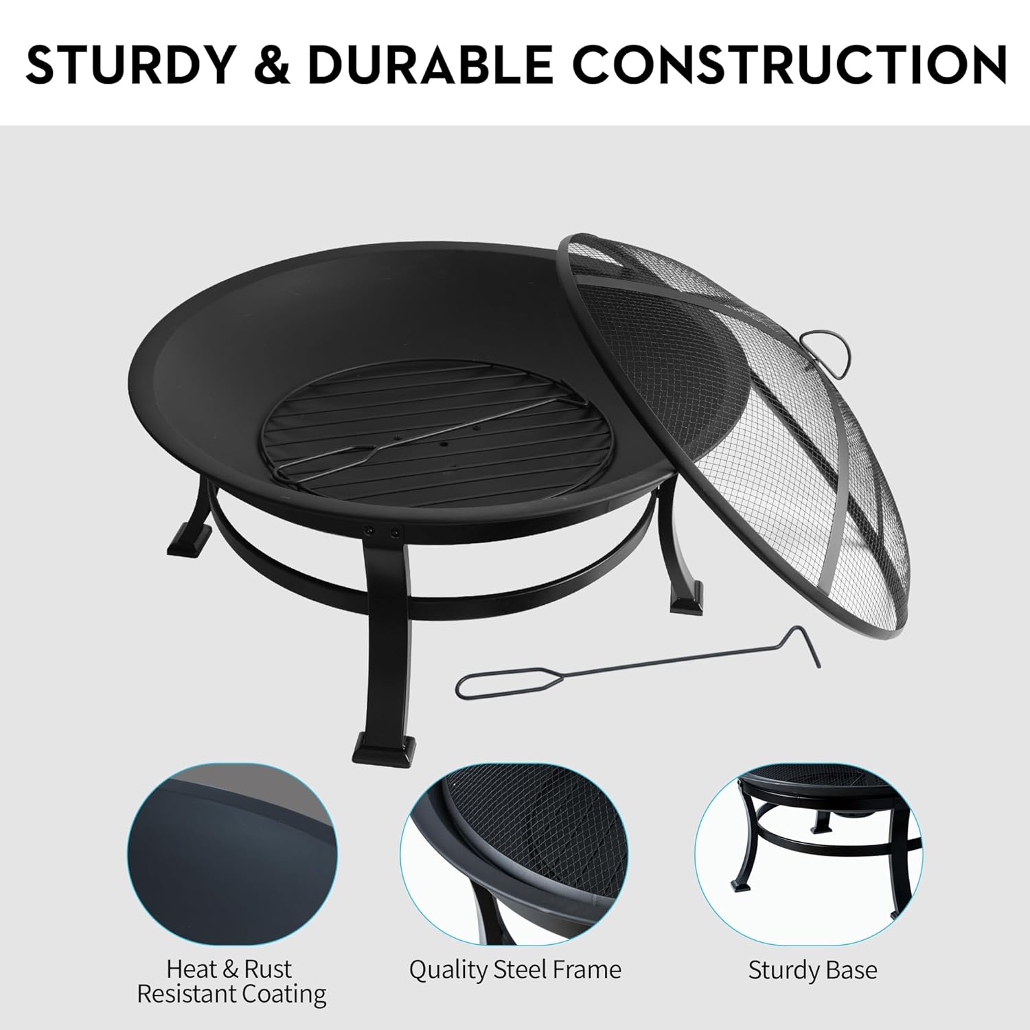 30In Outdoor Wood Burning Fire Pit