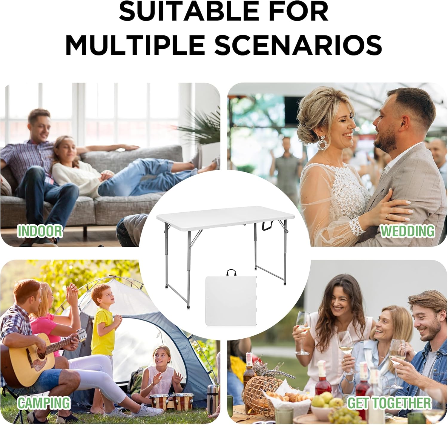 4 FT Portable HDPE Foldable Table