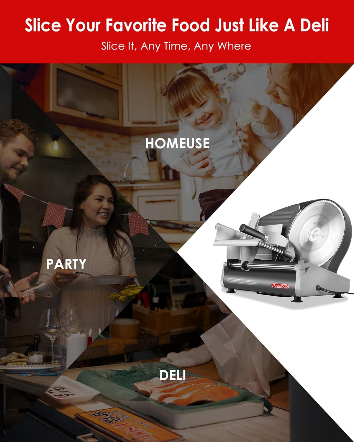 8.7" Meat Slicer with Removable Stainless Steel Blade