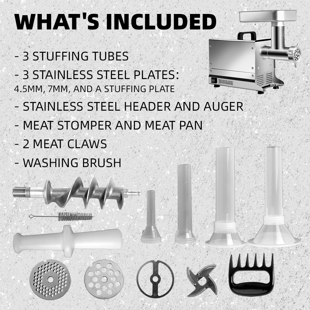 #8 Electric Meat Grinder, 0.5HP, 350 Lbs/H, Simple Swich On/Off