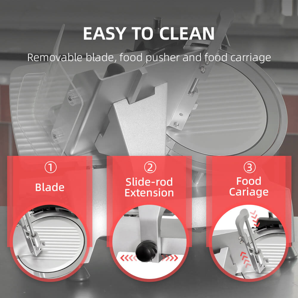 8.7" Electric Meat Slicer, 180 W, Stainless Steel, Consistent and Thin Slices